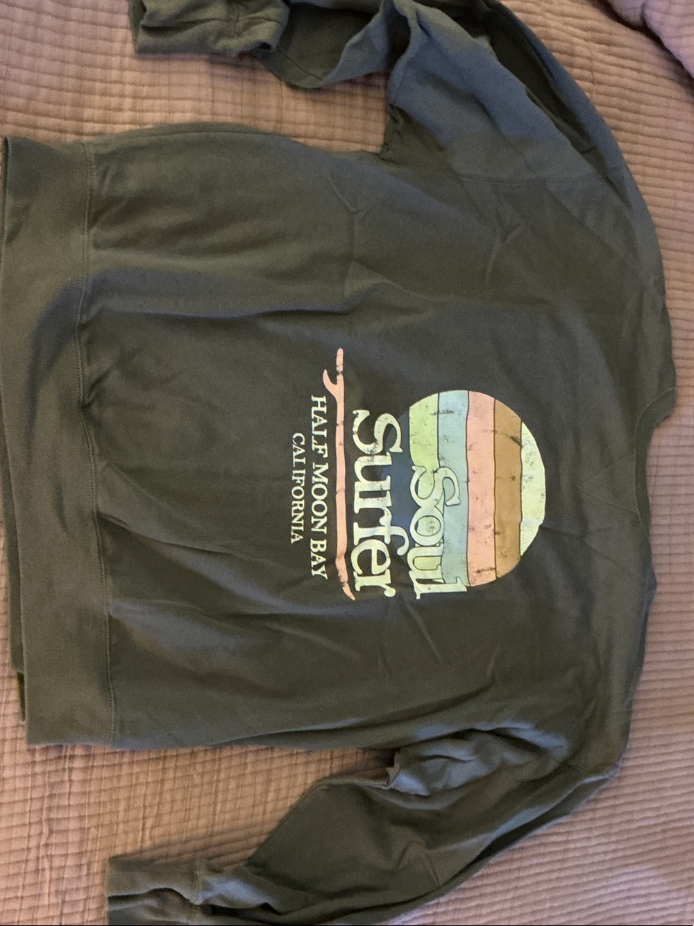 flirtitude gray Crewneck Sweatshirt with Retro Multicolor Surf Graphic